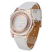 Women's Stylish PU Leather Analog Quartz Wrist Watch (White)