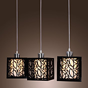 Pendant Light with 3 Lights in Acrylic Cubic Shade(Glass Inner Shade)