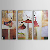 Hand-painted Abstract Oil Painting with Stretched Frame - Set of 3