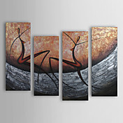 Hand-painted Abstract Oil Painting with Stretched Frame - Set of 4