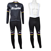 Kooplus Men's Black Rainbow Series Fleece Long Sleeve Suits with BIB Tights