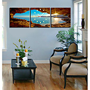 Modern Scenic Wall Clock in Canvas Set of 3
