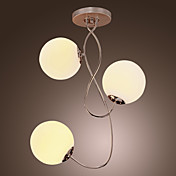 Contemporary Glass Chandelier with 3 lights - Ball Shape Design (Chrome Finish)