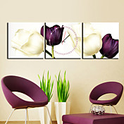 Modern Scenic Wall Clock in Canvas Set of 3