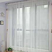 (One Pair) Elegant White Embroidery Sheer Curtain 