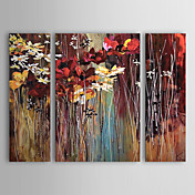 Hand-painted Floral Oil Painting with Stretched Frame - Set of 3