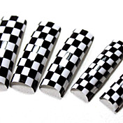 70PCS White and Black Crossed French Plastic Nail Art Tips