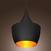 60W 1 Light Pendant in Black Shade