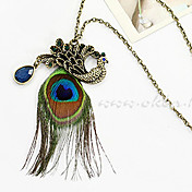 Women's Peacock Feather Diamond Vintage Necklace