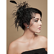 Gorgeous Flax With Feather/ Tulle Wedding/ Honeymoon Hat