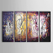 Hand-painted Abstract Oil Painting with Stretched Frame - Set of 4
