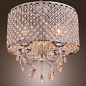Modern 4 - Light Pendant Lights with Crystal Drops in Round