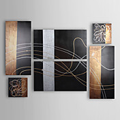 Hand-painted Abstract Oil Painting with Stretched Frame - Set of 6