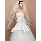 Four-tier Fingertip Pencil Edge Wedding Veil With Pearl