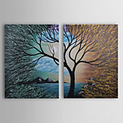 Hand-painted Abstract Oil Painting with Stretched Frame - Set of 2