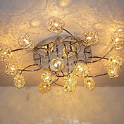 20W G4 Iron and Aluminum Flush Mount Light with Crystal and Cylinderical Shades