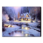 Hand-painted Oil Painting Landscape Christmas Silent Night 1210-LS0009