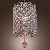 Contemporary Crystal Drop Pendant Light in Cylinder Style