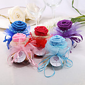 Personalized Beautiful Organza Favors Bags With Rose Top - Set of 24 (More Colors)