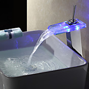 Color Changing LED Waterfall Bathroom Sink Faucet (Chrome Finish)