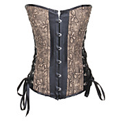 Charming Leatherette With Jacquard Strapless Front Busk Closure Corsets Shapewear