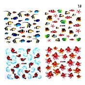 4pcs 2D Finger Flower Nail Sticker