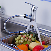 Contemporary Chrome Finish Pull Out Single Handle Bathroom Sink Faucet