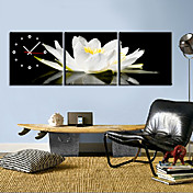 Modern Style Floral Canvas Wall Clock Set of 3