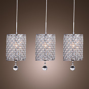 Crystal Drop Pendant Light with 3 Lights in Cylinder Style