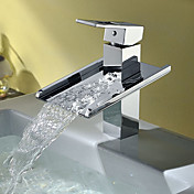 Contemporary Single Handle Waterfall Bathroom Sink Faucet(Chrome Finish)