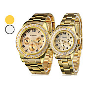 Pair of Steel Analog Quartz Couple's Watches (Gold)