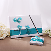 Wedding Guest Book And Pen Set With Acrylic Flowers (More Colors)