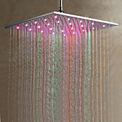 Contemporary 7 Colors Changing LED Chrome Shower Faucet Head of 16 inch