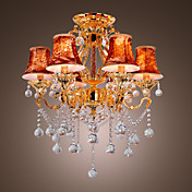 Swag Crystal Chandelier + 6 lights - Antique Design with Electrophoretic Gold Finish