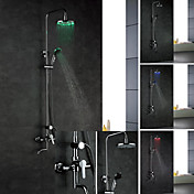 Color Changing LED Chrome Finish Wall Mount Contemporary Brass Shower Faucets