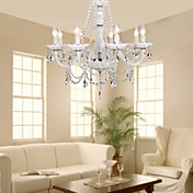 White Crystal Chandelier with 8 Lights - Candle Featured Style