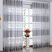 (One Pair) Contemporary Leaf Sheer Curtain 