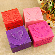 Floral Heart Design Favor Boxes - Set of 12 (More Colors)