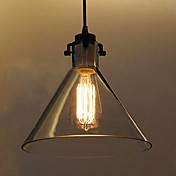 60W Contemporary Metal Pendant Light With Glass Shade