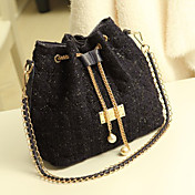 Women's Diamond Check Chain Tassels Tweed Crossbody Bag