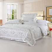 4-Piece Whisper 250TC Jacquard Duvet Cover Set