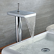 Contemporary Single Handle Waterfall Bathroom Sink Faucet Chrome Finish(Tall)