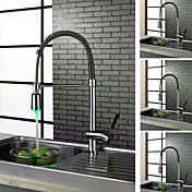 Contemporary Chrome Finish Single Handle LED Kictchen Faucet