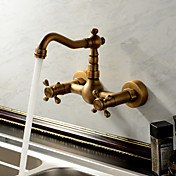 Antique inspired Kitchen Faucet - Wall Mount (Antique Brass Finish)