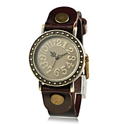Unique Women's Leather Quartz Movement Round Glass Wrist Watches More Colors