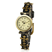 Unique Women's Leather with Crosses Quartz Movement Round Glass Wrist Watches More Colors