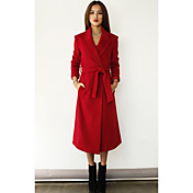 Women's Tailored Lapel Long Coat with Belt