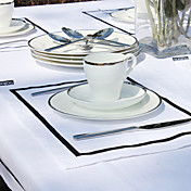 Set Of 4 Black Line White Placemats