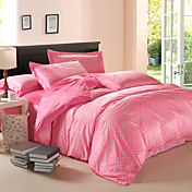 Modern Small White Dots Pink Velvet Full 4-Piece Duvet Cover Set