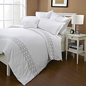 300TC Diamond Embroidery Cotton Twin / Queen / King 3-Piece Duvet Cover Set